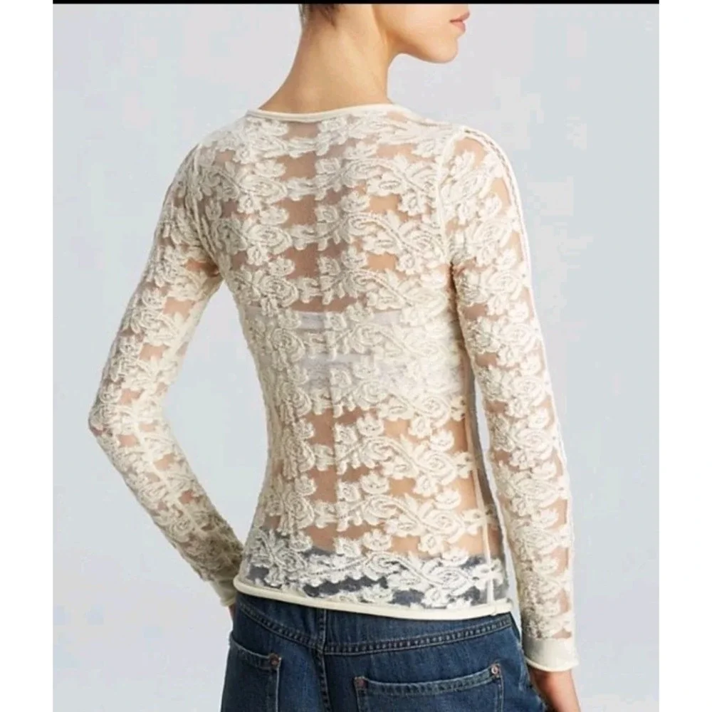 Free People Floral Textured Sheer Top M Festival Layer Cottage Fairy Core
